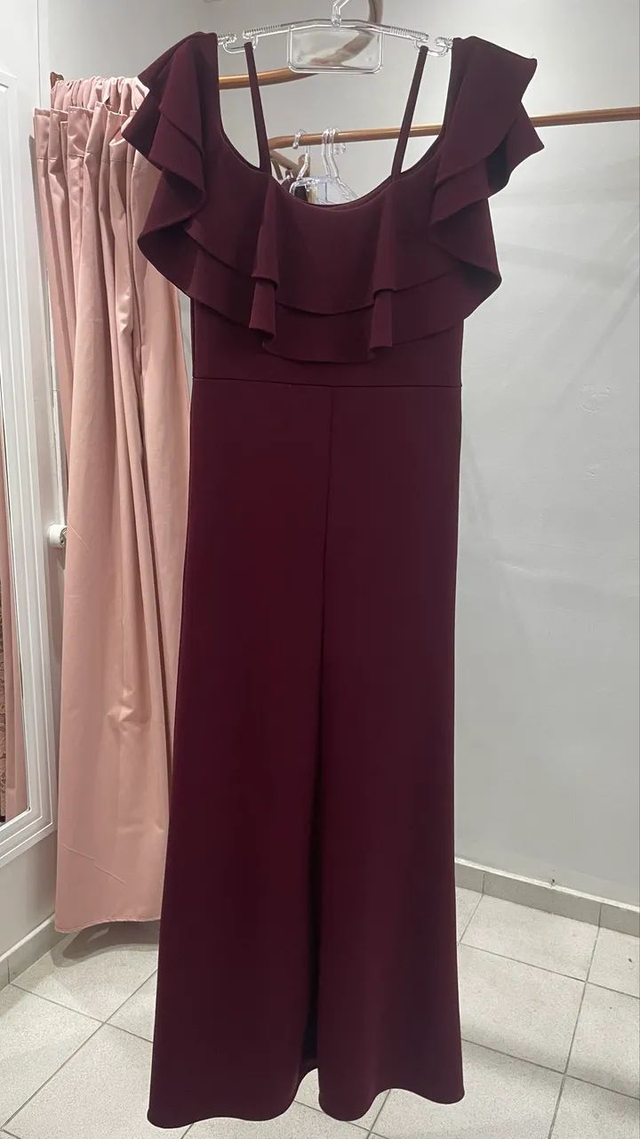 Vestido marsala de crepe - Foto 4