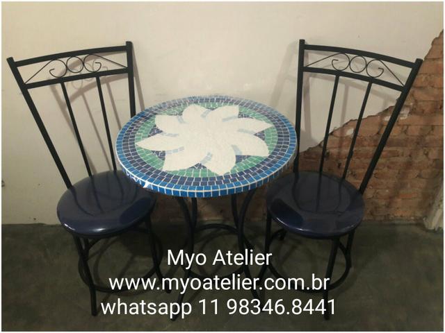 Conjunto mesa mosaico, moveis varanda, moveis sacada, varanda gourmet - Foto 4