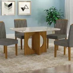 Mesa Lorena + base em MDF com 4 cadeiras!! Tt987m - Foto 3