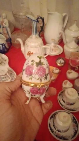 Pomba espirito santo água benta anjinho anjo porcelana ovo porta joia e caneca antiguidade - Foto 2