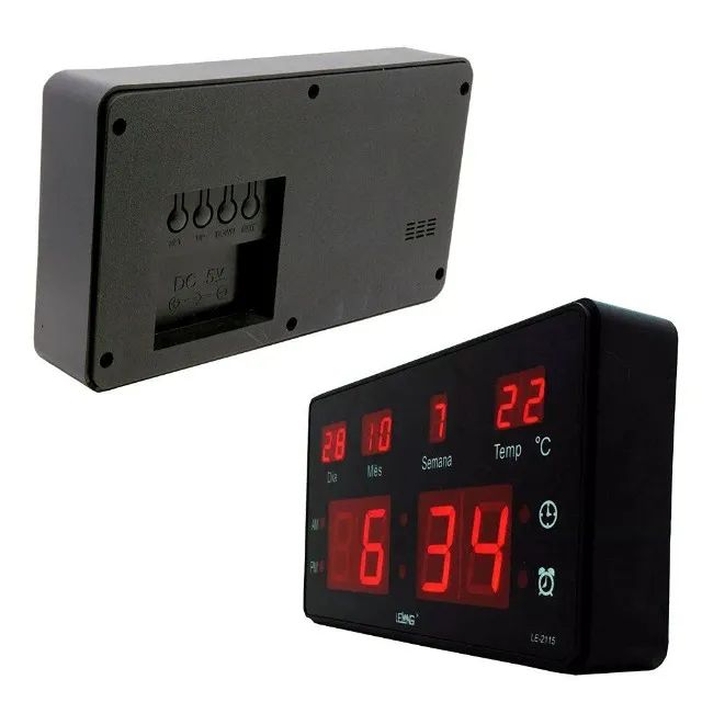 Relógio De Parede Led Digital Com Temperatura Lelong LE-2115  - Foto 3