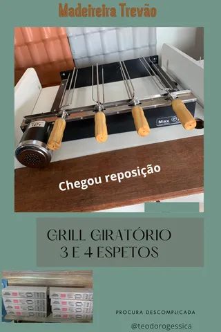 Grill giratório para 3 espetos 