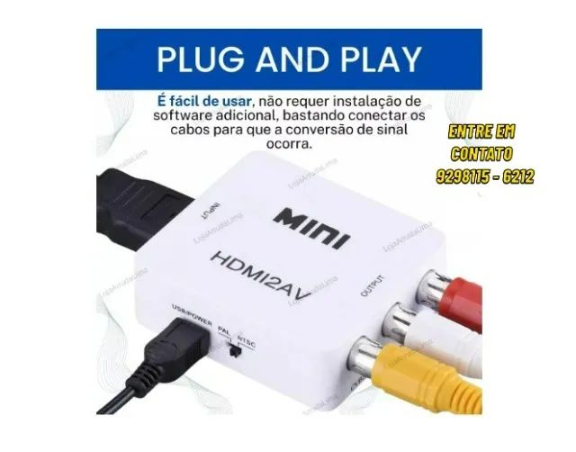 Conversor de Hdmi P/ Av Hd Video Full Promo-Entregas 9h as 22h - Foto 2