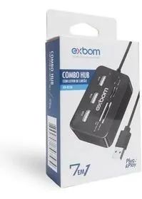 Combo Hub 7 em 1 com leitor de cartão+ USB UH-R230  EXBOM