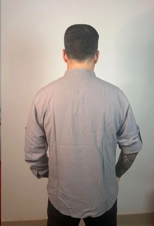 Bata Masculina em linho e algodão - M - Foto 3