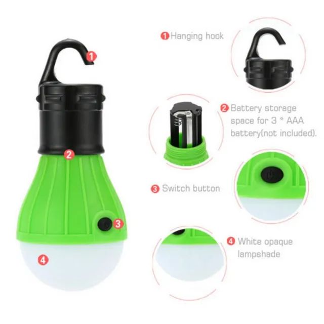 Kit Com 4 Lâmpadas Portáteis para Tendas de Feiras e Campings Com 3 modos de luz - Foto 3