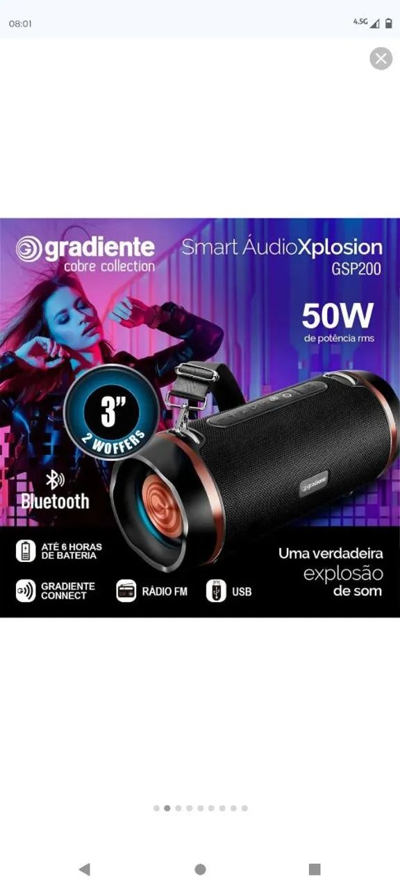 Caixa de Som Bluetooth Gradiente Xplosion 50W - Foto 5