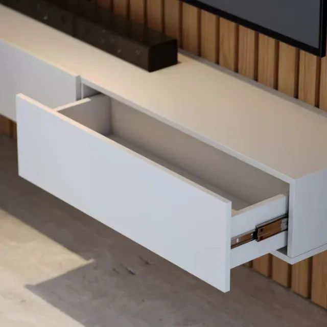Painel para Tv Ripado Ambiente Niágara 1412 mm com Nicho Freijó Off White- Colibri - Foto 4