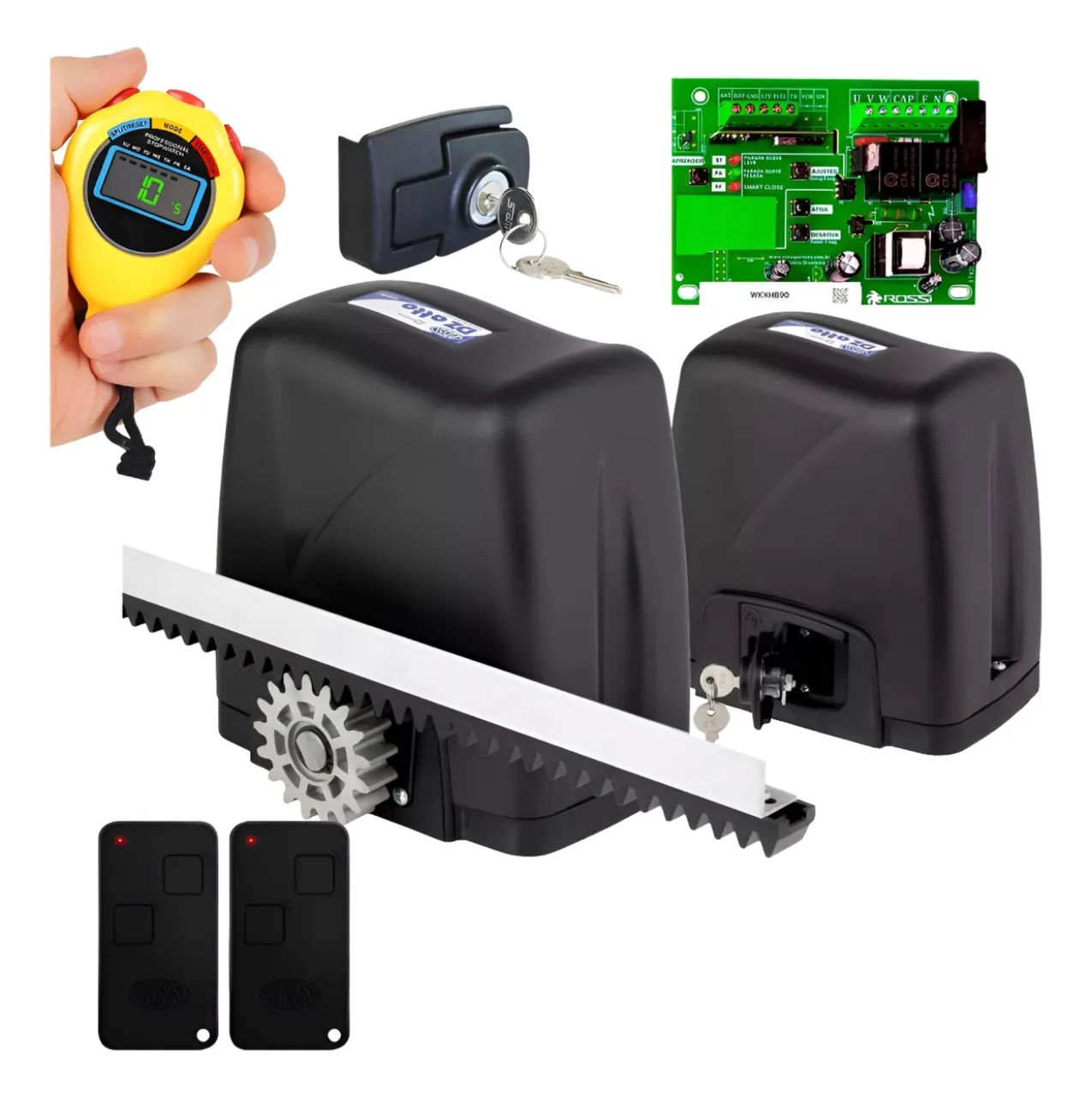 Kit 1 Motor Rossi Dz Atto Turbo 3m Crem 2 Control P/ Portão 