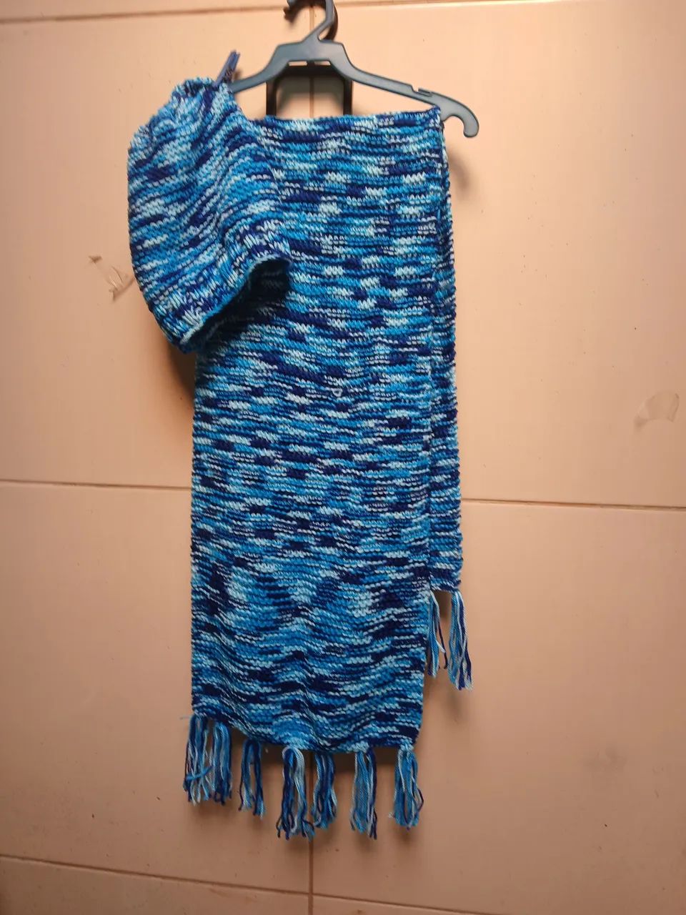 Cachecol + gorro de croche em lá. - Foto 2