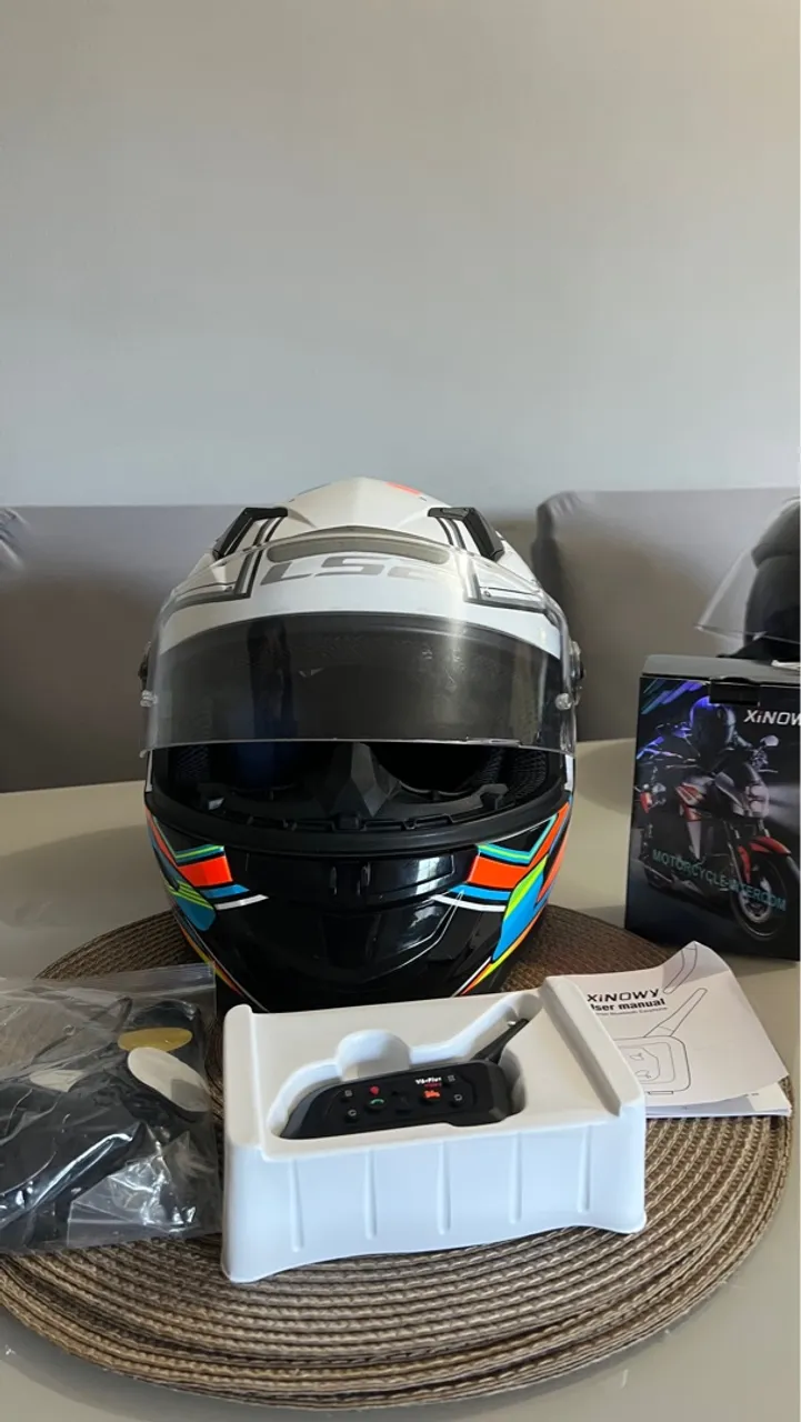 Kit ls2 tamanho 60 + intercomunicador v6 plus zero de caixa! TROCO EM NORISK ZERO