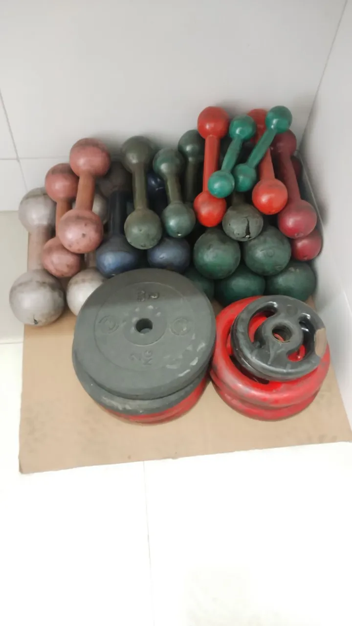 Halteres e anilhas para musculação