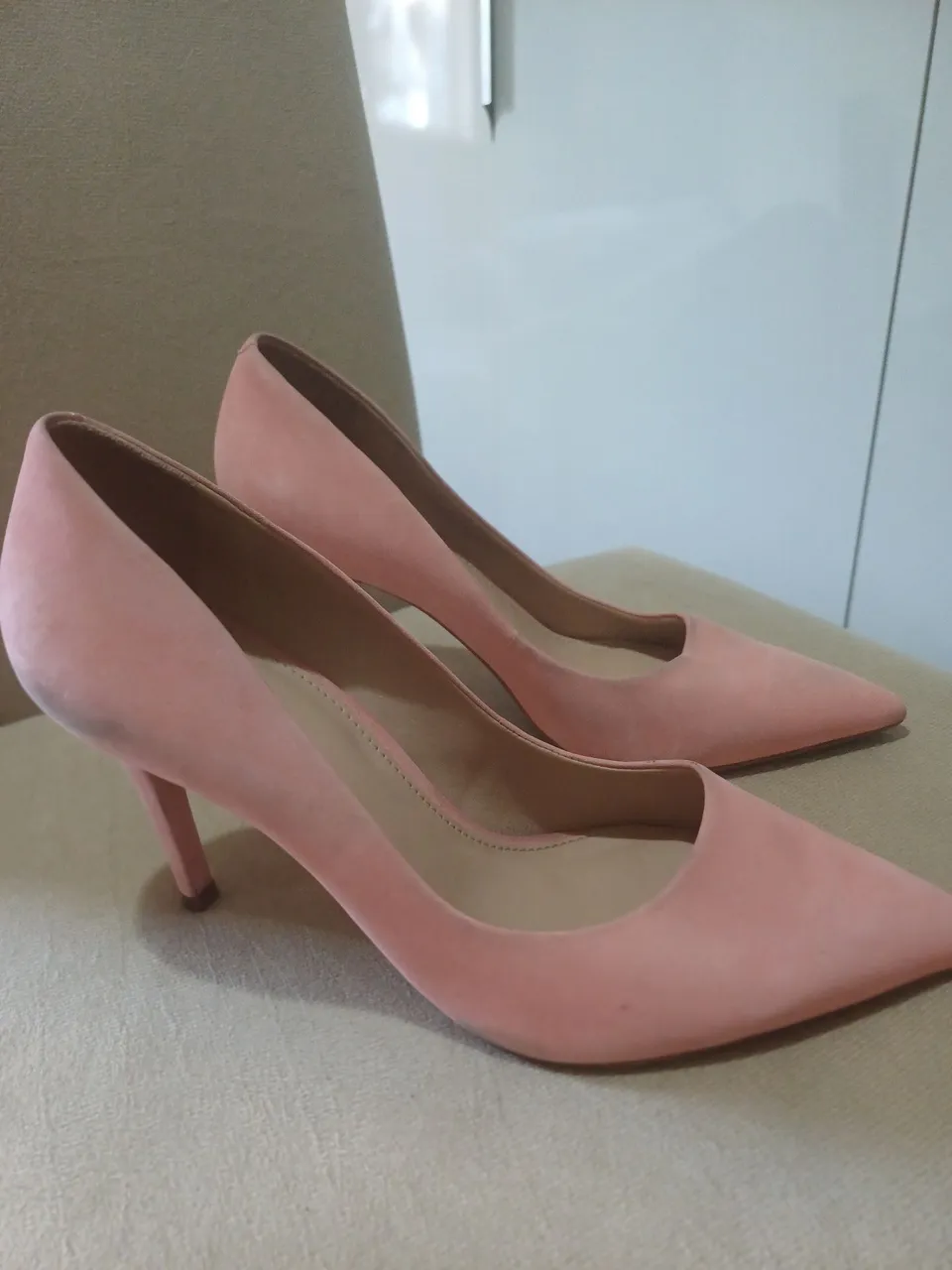 Sapatos de Salto Rosa Arezzo, nr 37, usado, retirar no local