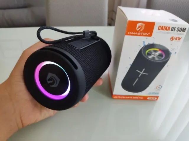 Caixa Som USB Bluetooth Prova D'água com LED RGB TN20