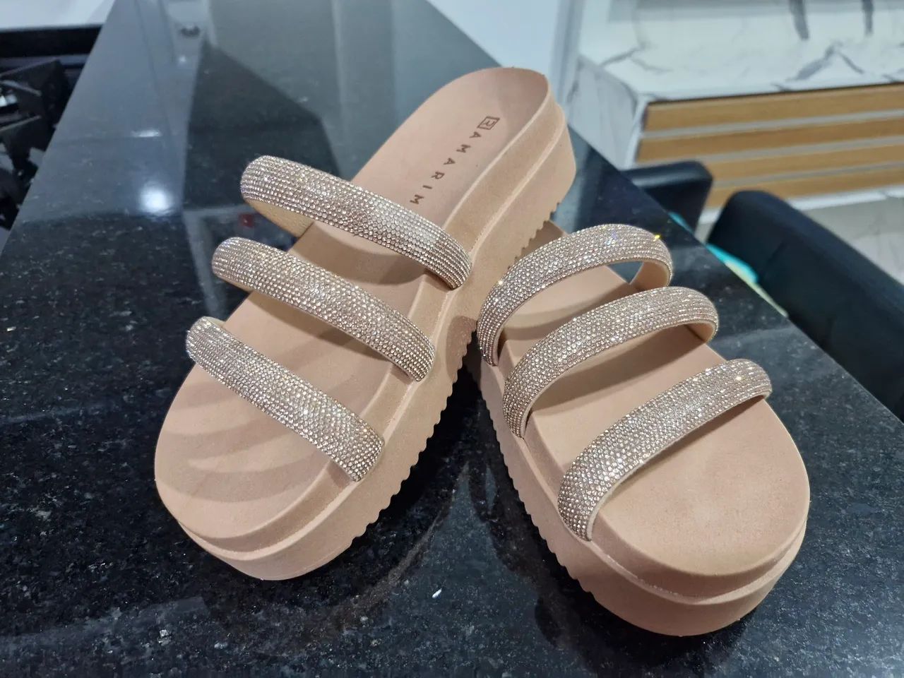 Papete ramarim nude com strass - Foto 2