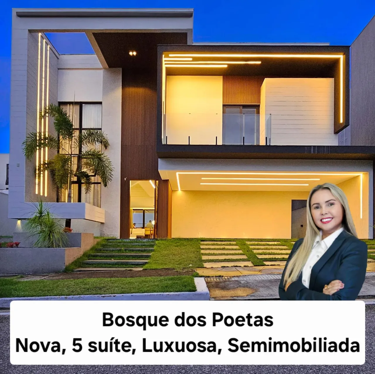 Luxuosa casa, nova, semimobiliada no Bosque dos Poetas com 5 suítes. R$ 2.650.000,00