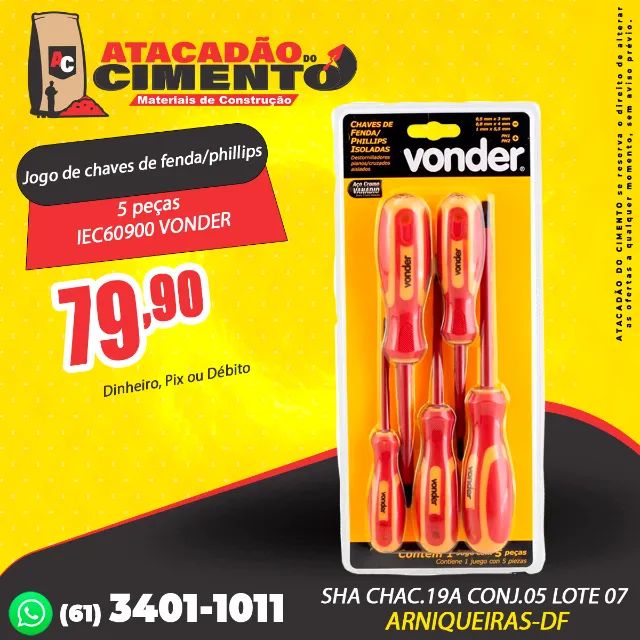 Jogo de chaves de fenda/phillips com 5 peças IEC60900 VONDER
