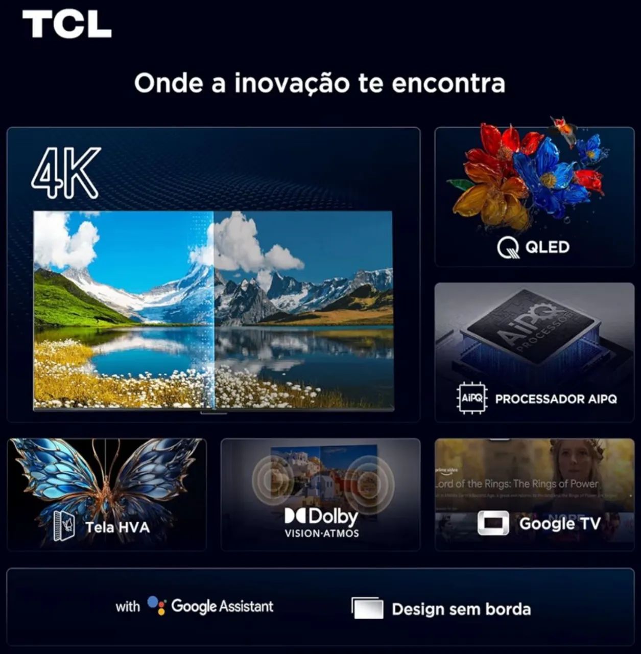 Smart TV 55" TCL QLED 4K - NEW, SEALED, INVOICE AND WARRANTY - Google TV64595431434499123