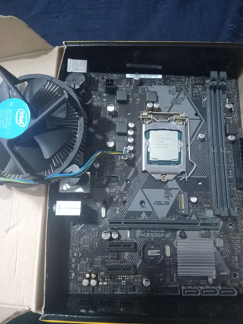 Kit i3 9100f 3.6ghz + ASUS H310M-E + coler intel
