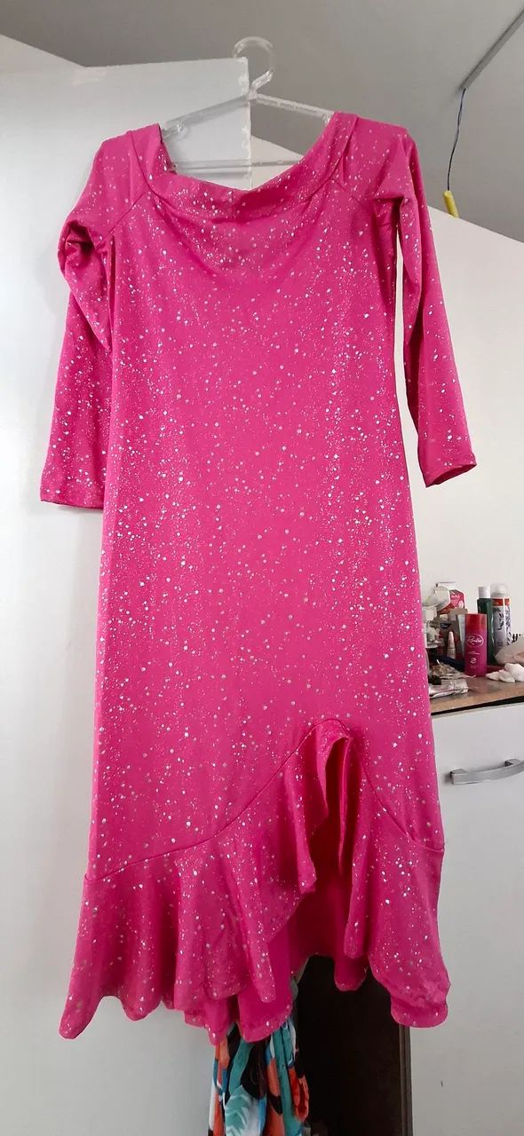 Vestido rosa com brilho