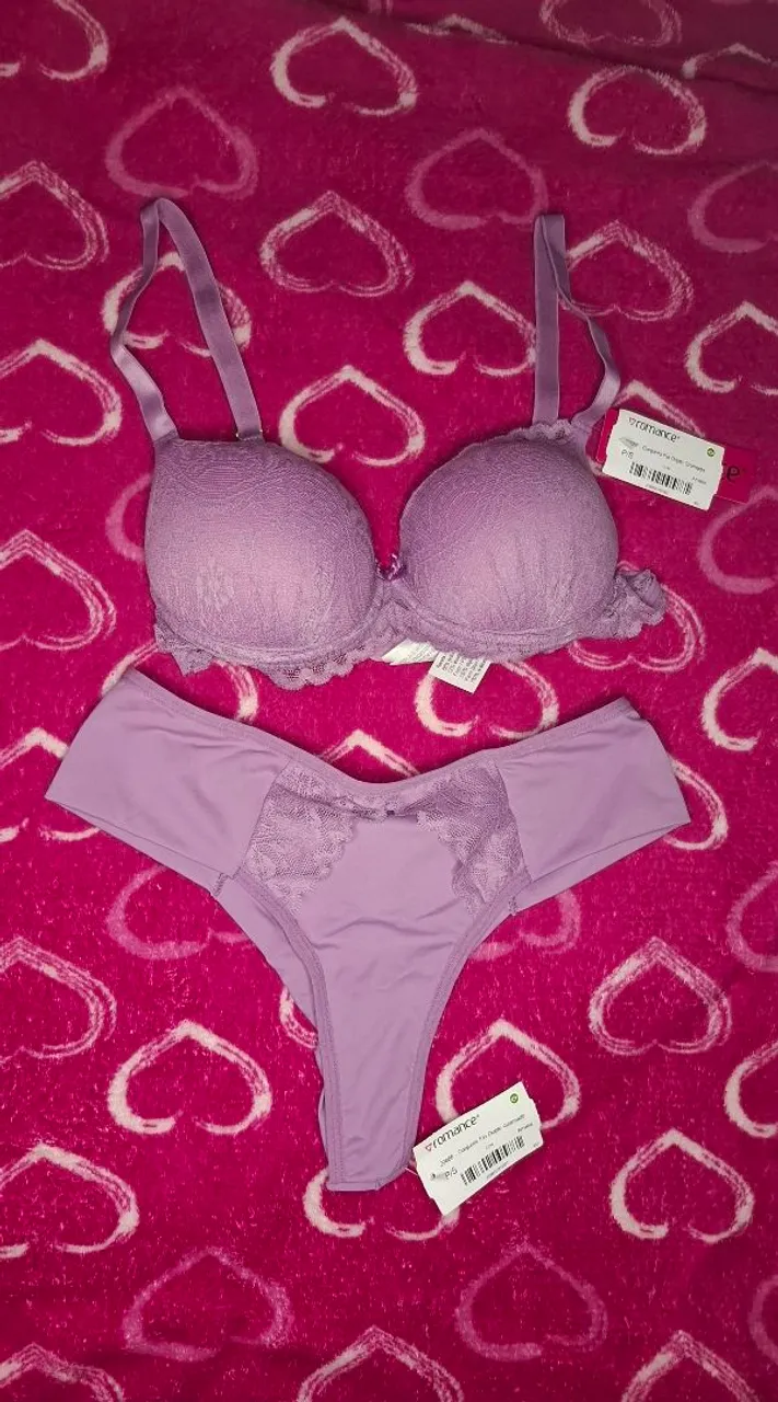 Conjunto lingerie lilás Romance