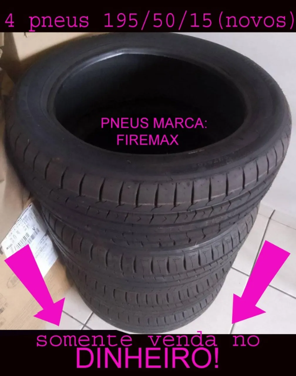4 pneus NOVOS marca Firemax Medida 195/50/15