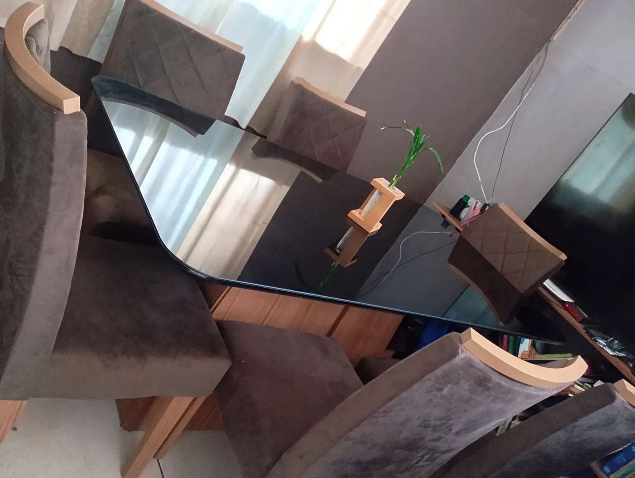 Mesa de Jantar de Vidro Preto - Foto 4