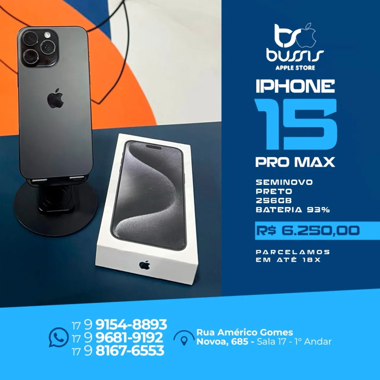 【美品】iPhone 15 Pro Max 256GB バッテリー89% iPhone 15 Pro Max 256GB Preto Saúde de bateria 89% R$ 5.950,00