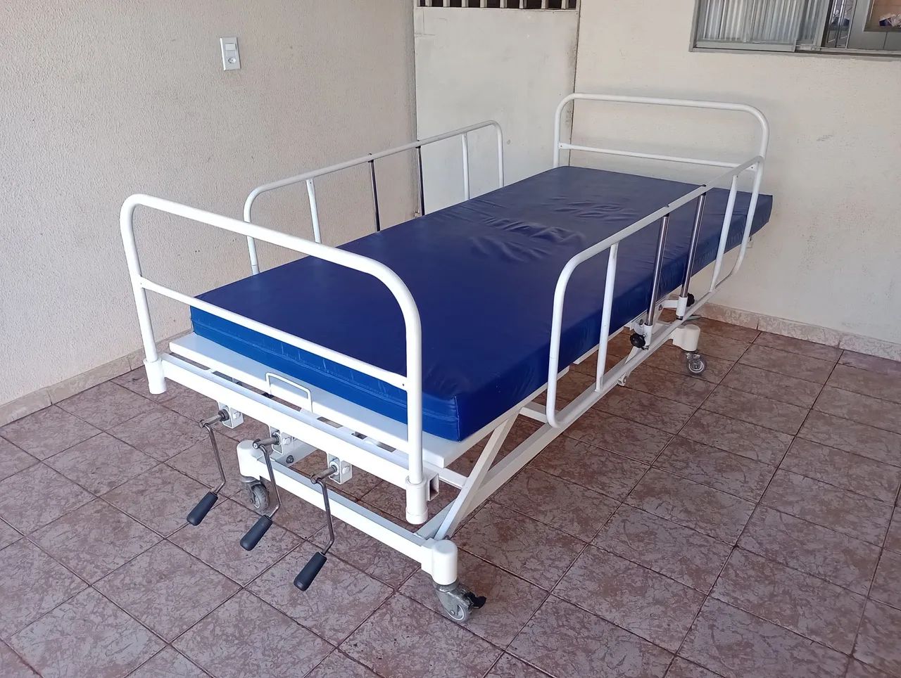 Cama hospitalar 3 manivelas com colchão (melhor custo benefício)