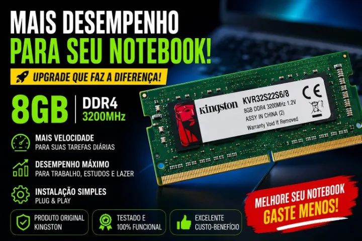 Memória Notebook Kingston 8GB DDR4 3200MHz