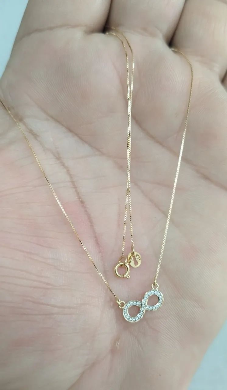 Colar e pingente modelo infinito ouro 18k - 45cm - Foto 3