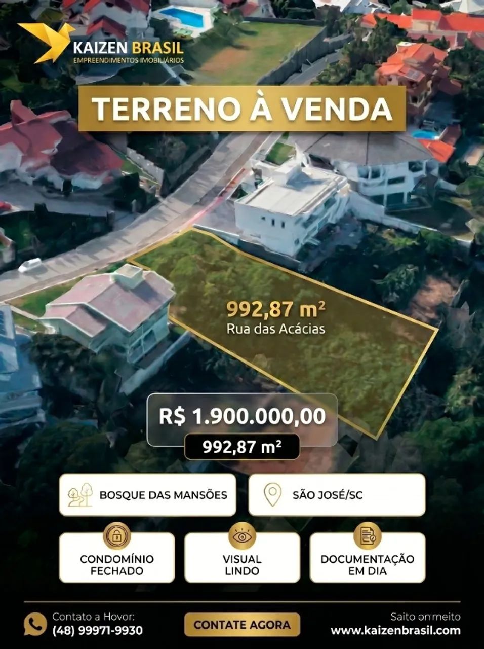 Terreno no Bosque das Mansões com area de 992,87 m²