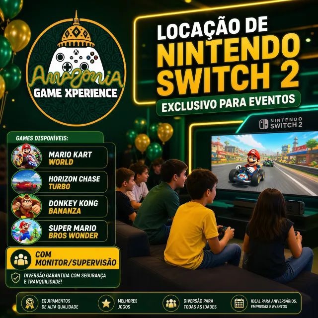 Aluguel Videogame Nintendo Switch 2 para Eventos