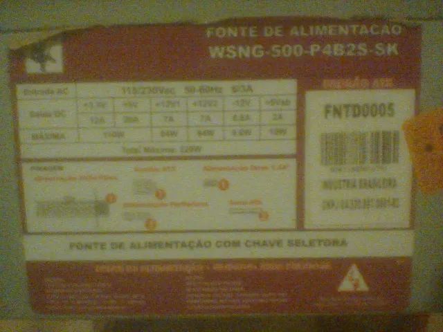 FONTE PC 500W NOMINAL