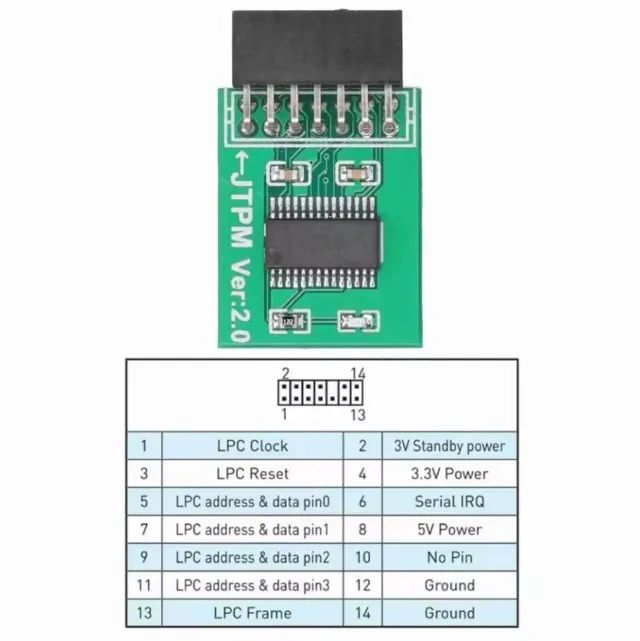 Módulo TPM 2.0 MSI com Criptografia Forte, Interface LPC de 14 Pinos, Placa de Módulo TPM  - Foto 2