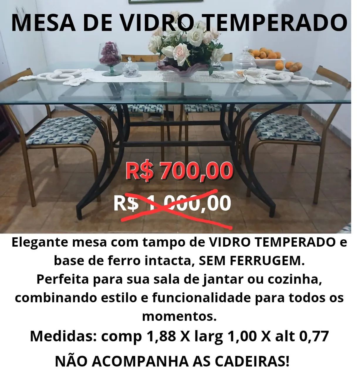 MESA DE VIDRO TEMPERADO