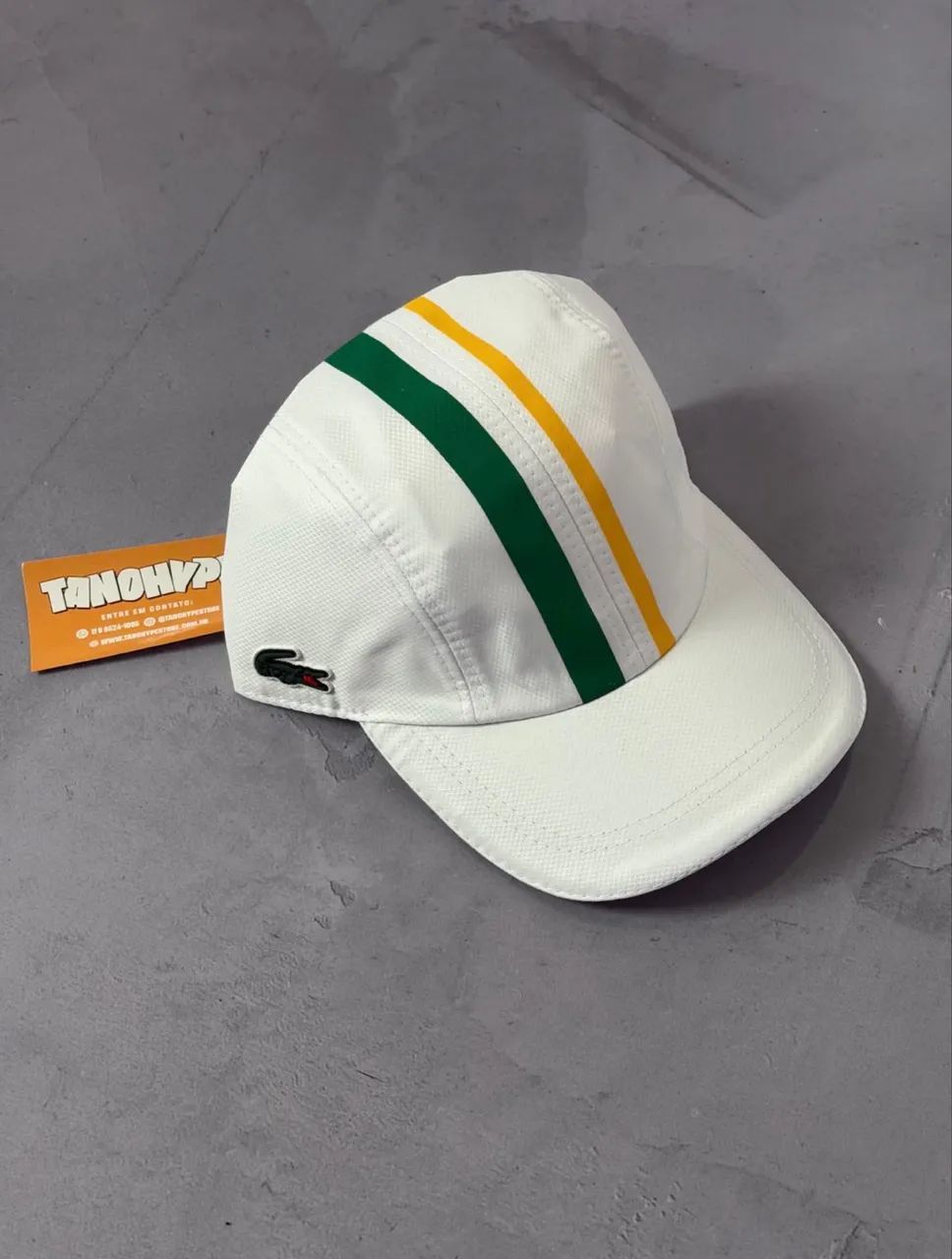 Boné lacoste 2 faixa branco 
