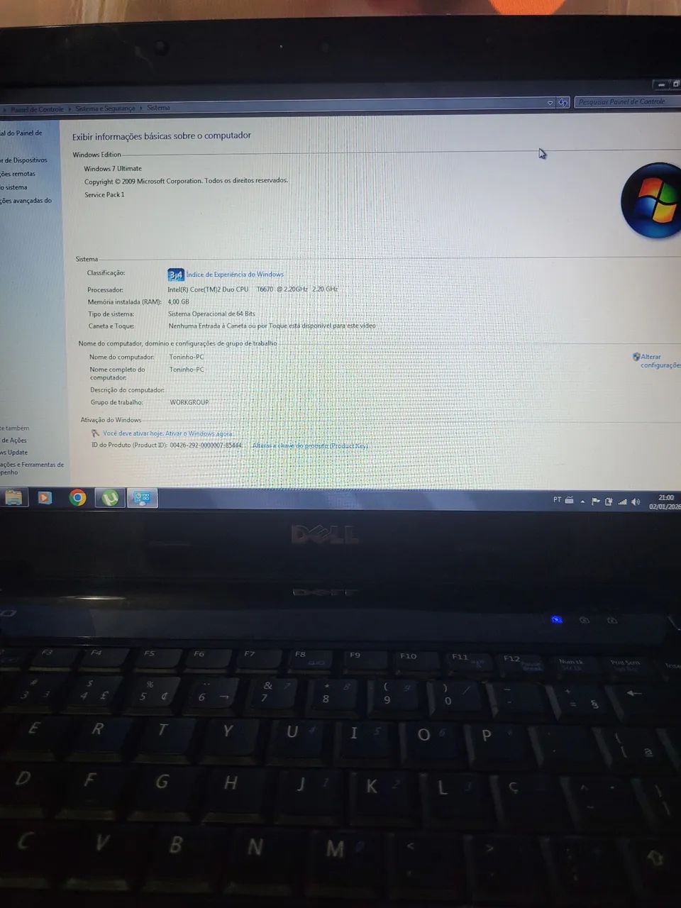 Notebook DELL- Impecável - 4GB RAM / 500GB HD - Foto 5