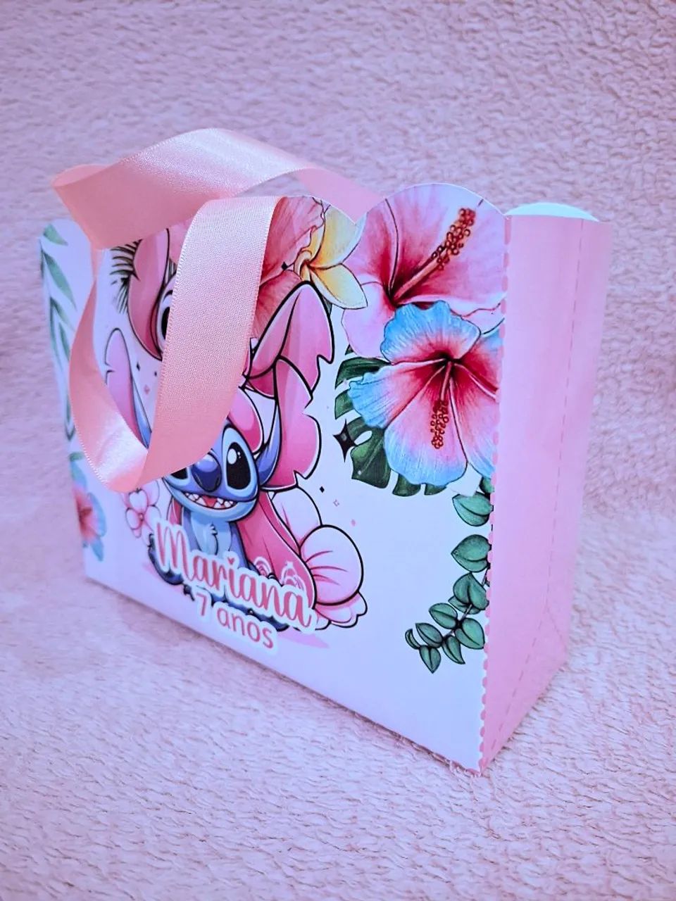 Sacola personalizada para festa de aniversário Stitch e Angel - Foto 3