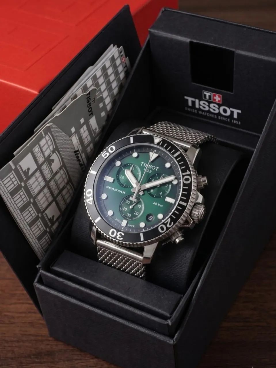 Relógio Tissot Seastar 1000 Original C/ Caixa Nota Fiscal EUA T120.417 Verde - Foto 2