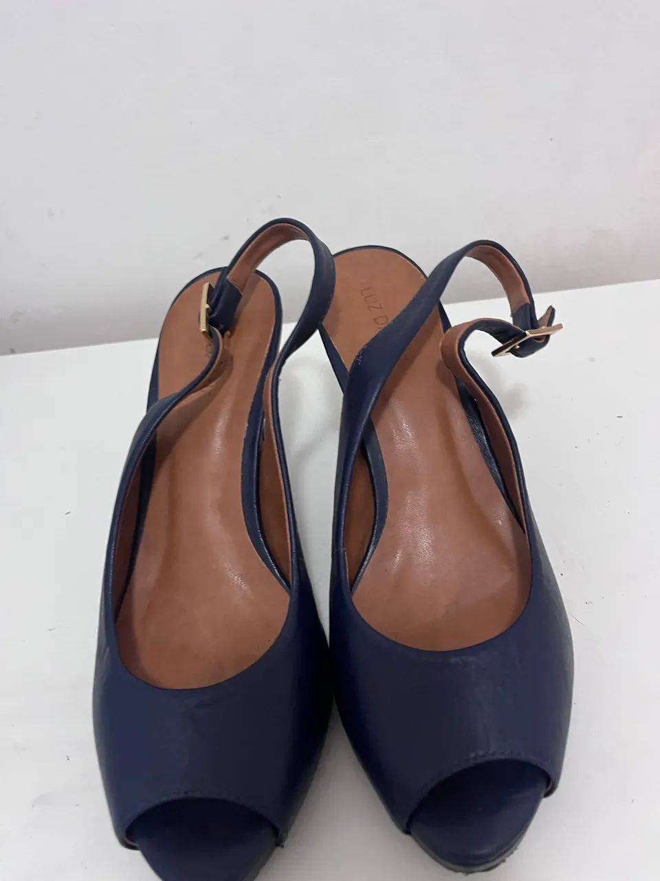 Peep toe luz da lua azul marinho 36 lindíssimo  - Foto 3