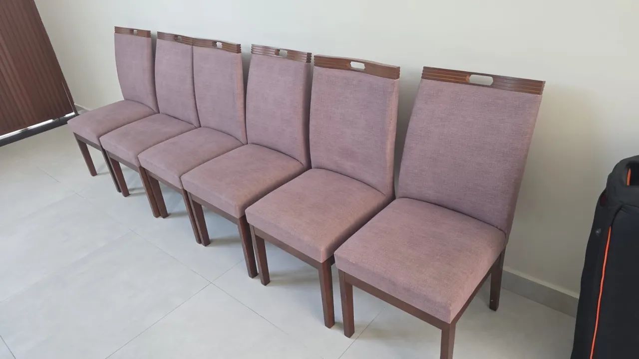 Conjunto de 6 Cadeiras de madeira Sala de jantar marrom