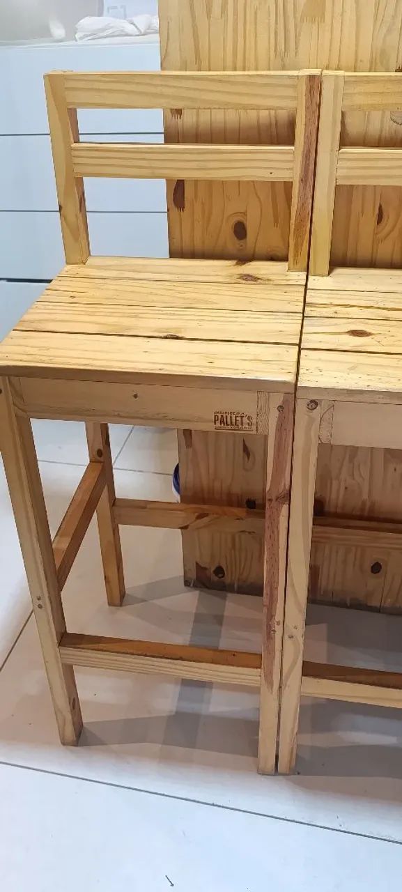 2 Banquetas Alta de Pinus - Foto 2