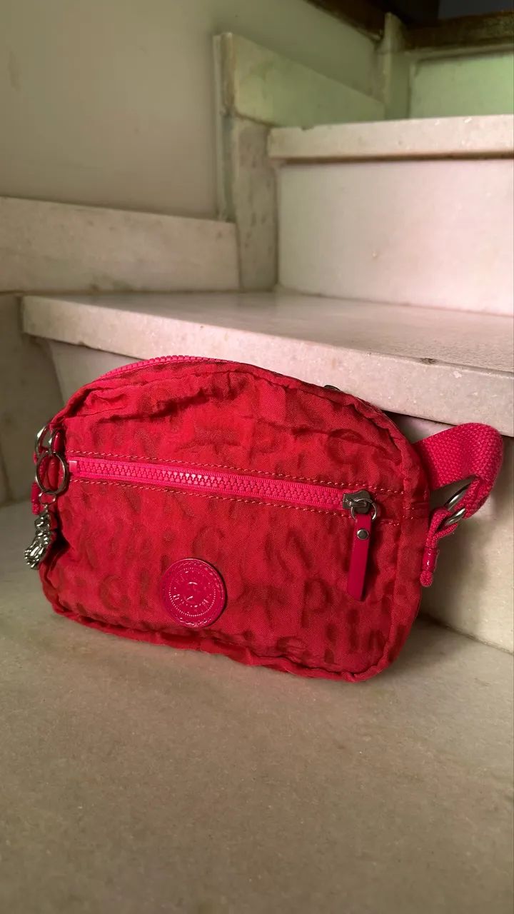 Bolsa Kipling Rosa Choque Estampada Transversal - Foto 3