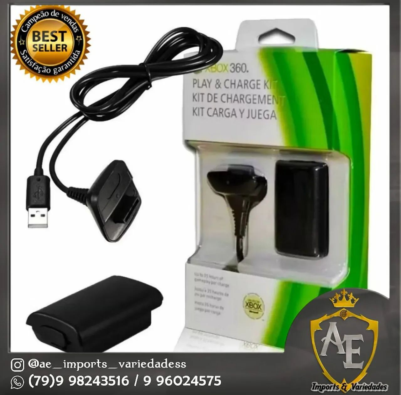 Bateria + Carregador Xbox 360