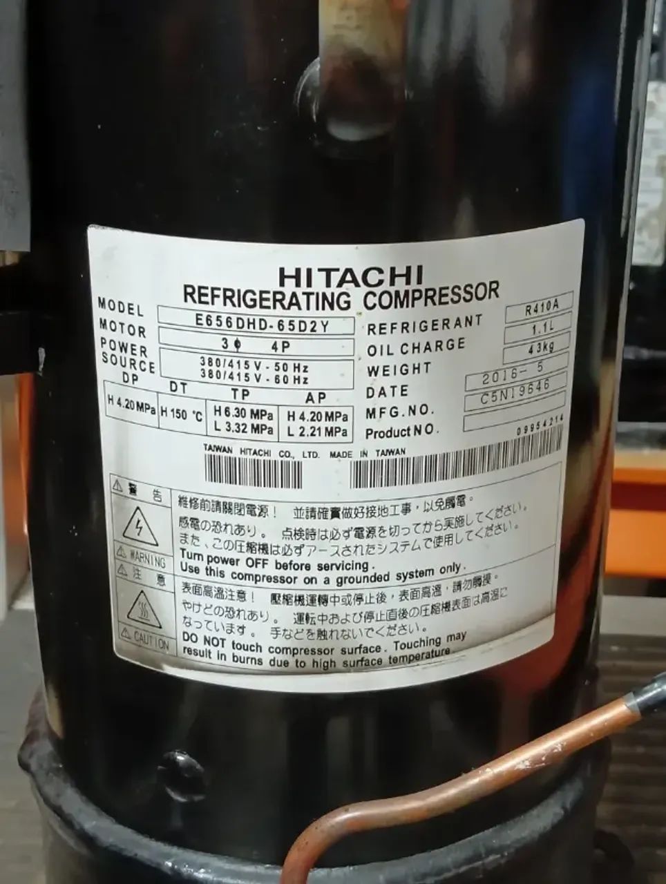Compressor Hitachi E656DHD-65D2Y R410A 6 TR Trifásico 380V - Foto 2