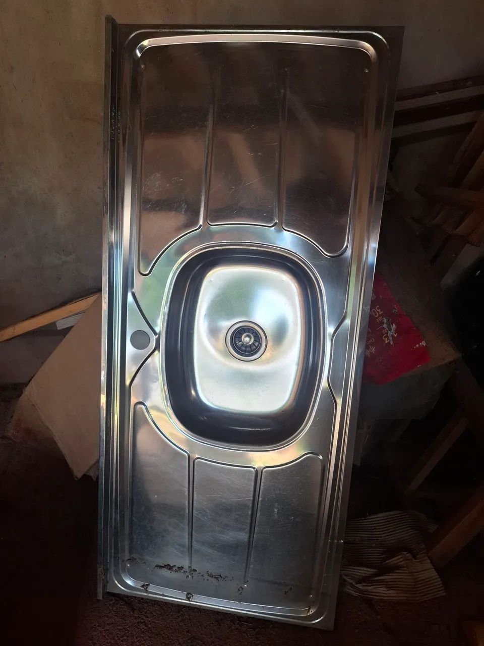 Pia de inox com concreto