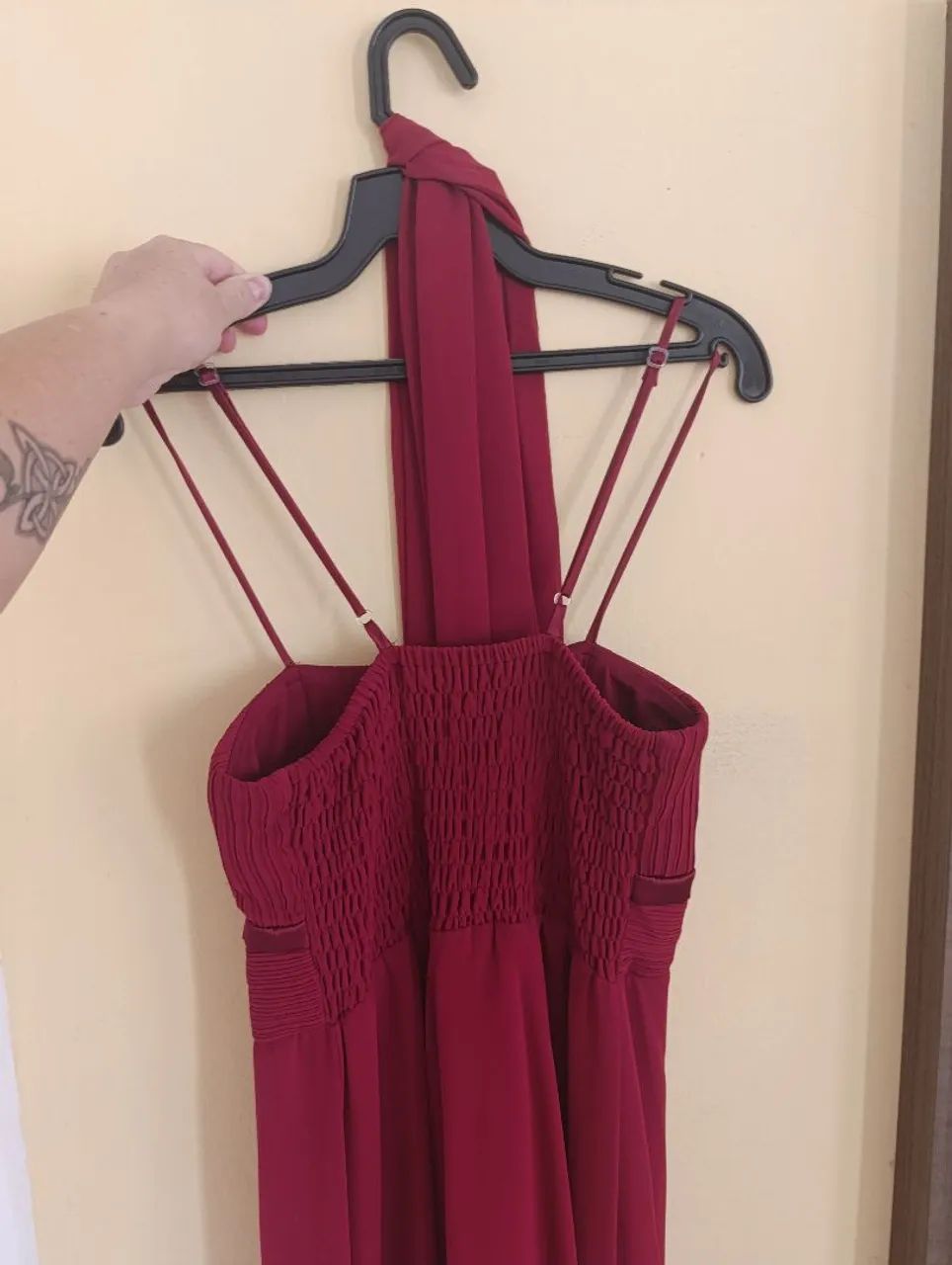 Vestido de chifon cor vinho M - Foto 4