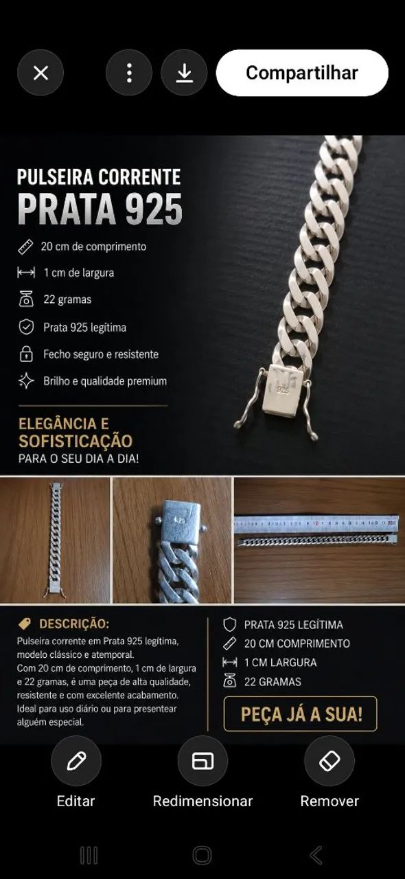 Pulseira prata 925 