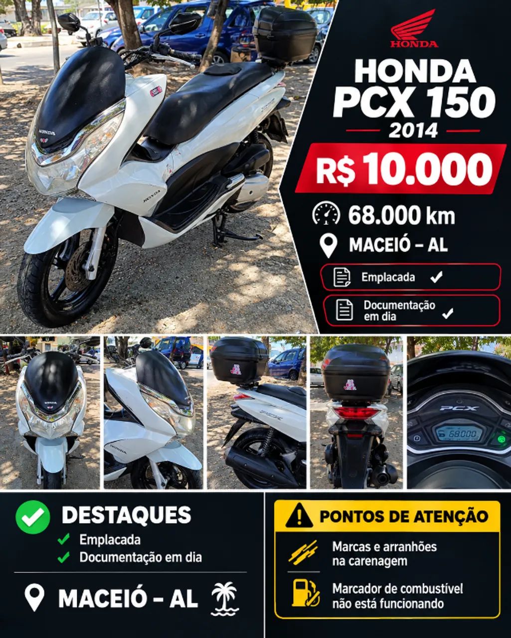 Moto Pcx 2014 Branca com documentação Regularizada - Foto 2
